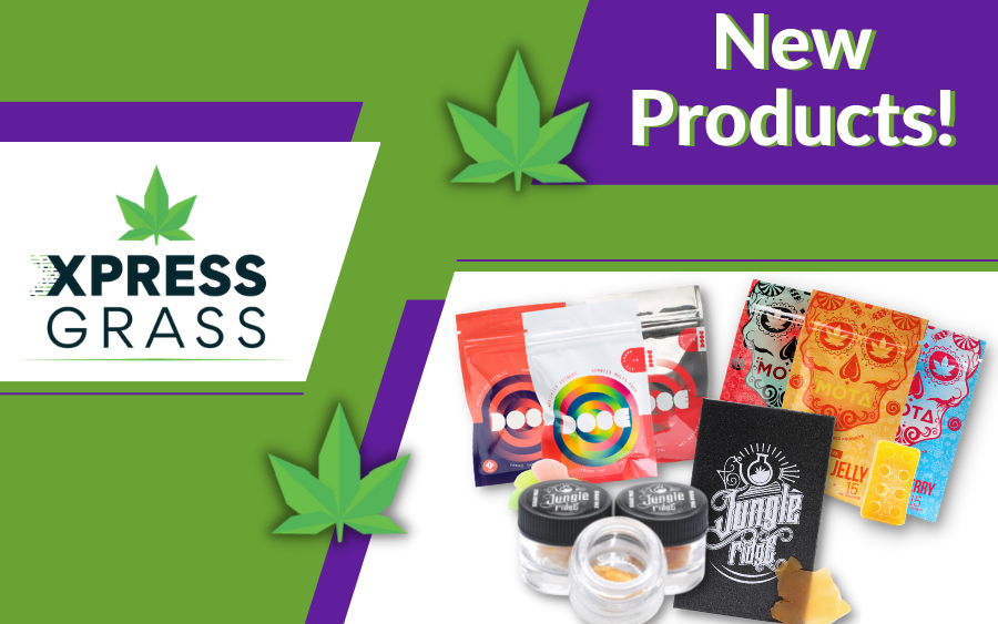 This image features products discussed about in the weed delivery Canada blog. The products include Mota and Dose edibles, Shatter and Sugar wax