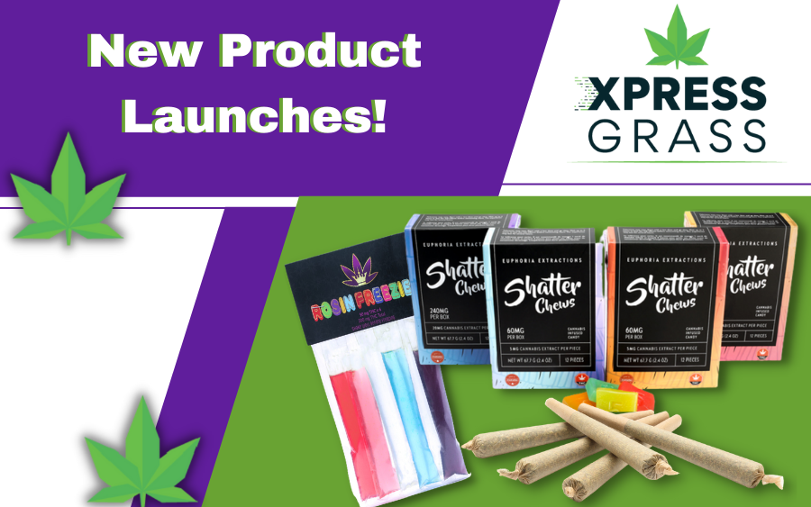 This image features products like pre-rolls and edibles that are sold by our online dispensary Canada - XpressGrass