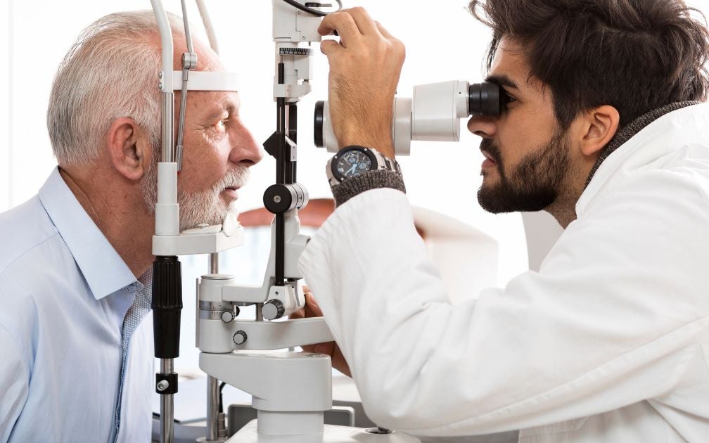 Glaucoma- elderly man- check up- treatment-doctor-relief